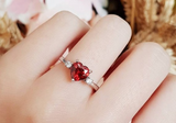 2ct Heart Cut Red Garnet Engagement Ring 14k White Gold Over Trilogy Solitaire