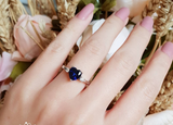 2ct Heart Blue Sapphire Engagement Ring 14k WhiteGold Finish Trilogy Solitaire