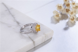 2.5ct Heart Cut Yellow Citrine Engagement Ring 14k White Gold Finish Double Halo