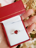 2ct Heart Cut Red Garnet Engagement Ring 14k White Gold Over Trilogy Solitaire