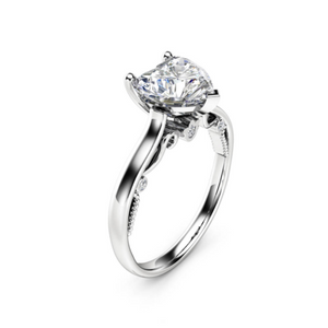 1.5ct Heart Cut Diamond Engagement Ring 14k White Gold Finish Classic Solitaire