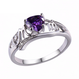 3ct Heart Purple Amethyst Engagement Ring 14k WhiteGold Over Mom Mother Day Gift