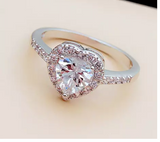 2.5ct Heart Cut VVS1 Diamond Halo Valentines Engagement Ring 14K White Gold Over