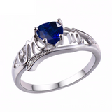 1.5ct Heart Blue Sapphire Mothers Day Gift Anniversary Ring 14k White Gold Over