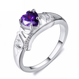 3ct Heart Purple Amethyst Engagement Ring 14k WhiteGold Over Mom Mother Day Gift