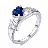 1.5ct Heart Blue Sapphire Mothers Day Gift Anniversary Ring 14k White Gold Over