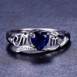 1.5ct Heart Blue Sapphire Mothers Day Gift Anniversary Ring 14k White Gold Over