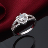 2.5ct Round Diamond Heart Shaped Split Band Engagement Ring 14K White Gold Over