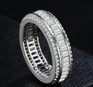 2.5ct Baguette Cut Diamond Wedding Ring Band 14k White Gold Finish Full Eternity