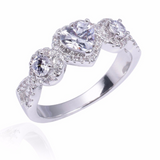 3.5ct Heart Cut VVS1D Diamond Engagement Ring 14k White Gold Over Unique Trilogy