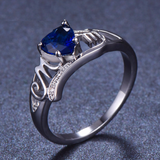 1.5ct Heart Blue Sapphire Mothers Day Gift Anniversary Ring 14k White Gold Over