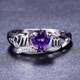 3ct Heart Purple Amethyst Engagement Ring 14k WhiteGold Over Mom Mother Day Gift