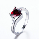 1.1ct Heart Cut Red Garnet Engagement Ring 14k White Gold Over Trilogy Solitaire