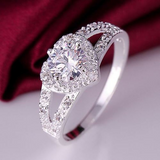 2.5ct Round Diamond Heart Shaped Split Band Engagement Ring 14K White Gold Over