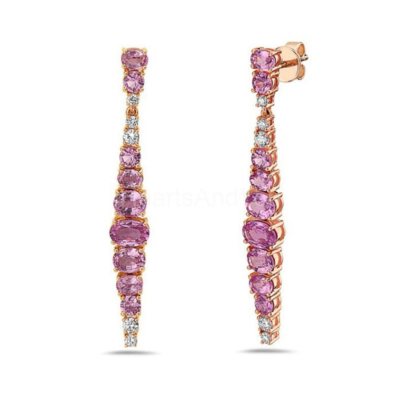 3ct Oval Cut Simulated Amethyst Party Wear Drop Earrings 14k Rose Gold Plated