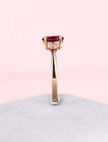 1ct Oval Cut Pink Ruby Engagement Ring Cluster Solitaire 14k Rose Gold Finish