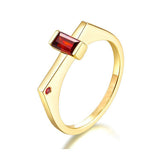 0.75ct Baguette Cut Pink Ruby Minimalist Futuristic Ring 14k Rose Gold Finish