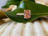 2.5ct Engagement Ring Cushion Cut Morganite Diamond Accent 14k Rose Gold Finish