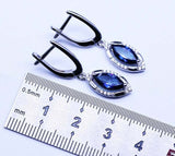 2ct Marquise Cut Blue Sapphire Stylish Tear Drop Earrings 14k White Gold Finish