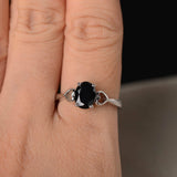 Promise Solitaire Engagement Ring 1ct Oval Cut Black Diamond 14k White Gold Over