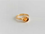 1ct Pear Yellow Citrine Engagement Ring Bezel Set Solitaire 14k Yellow Gold Over