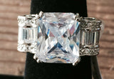 5Ct Radiant Cut Diamond Iced Eternity Engagement Ring 14K White Gold Over