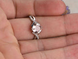 2ct Cushion Cut Peach Morganite Engagement Ring 14k WhiteGold Finish Split Shank