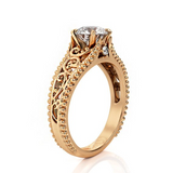 2.6ct Round Cut Diamond Engagement Ring 14k Rose Gold Finish Filigree Milgrain