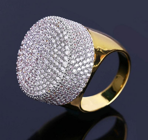 6ct Round Brilliant Cut Diamond Iced Gatsby Cocktail Ring 14k Yellow Gold Finish