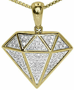 0.38ct Round Cut VVS1D Diamond Shape Pendant 14k Yellow Gold Finish NO CHAIN