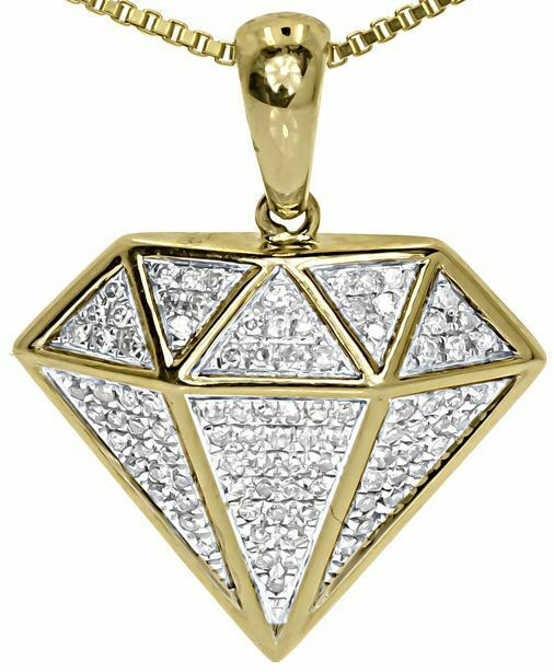 0.38ct Round Cut VVS1D Diamond Shape Pendant 14k Yellow Gold Finish NO CHAIN