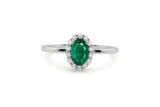 1.3ct Oval Cut Green Emerald Diamond Halo Engagement Ring 14k Yellow Gold Finish