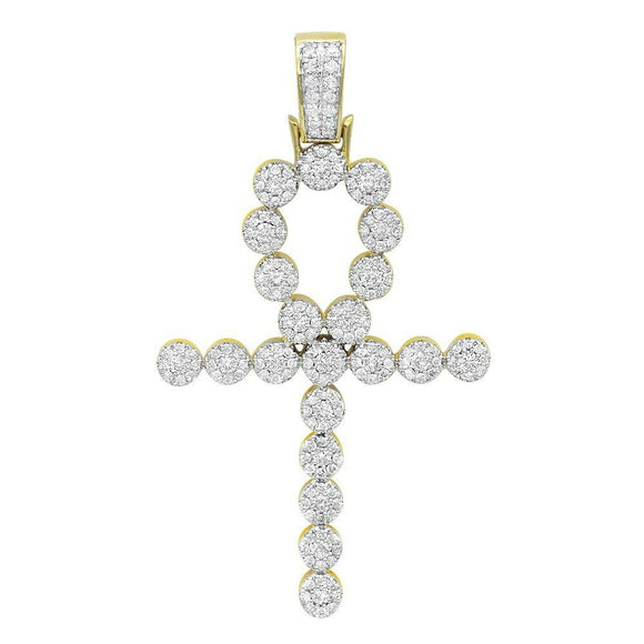 3Ct Round Cut DVVS1 Diamond Celtic Cross Pendant 14K Yellow Gold Finish NO CHAIN