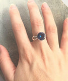 1.2ct Engagement Ring Round Cut Blue Sapphire Infinity 14k White Gold Finish