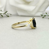 2ct Engagement Ring Marquise Black Diamond Petite Solitaire 14k Yellow Gold Over