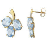 2.3ct Drop Earrings Oval Cut Blue Aquamarine Berry Fruit 14k Yellow Gold Finish