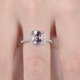 1ct Cushion Cut Peach Morganite Solitaire Engagement Ring 18k White Gold Finish