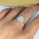 2ct Heart Cut VVS1D Diamond Halo Solitaire Engagement Ring 14k White Gold Finish