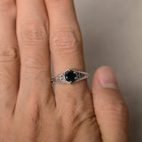 0.5ct Round Black Diamond Engagement Ring 14k White Gold Finish Hollow Solitaire