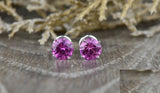 2ct Round Cut Pink Sapphire ScrewBack Bridal Stud Earrings 14k White Gold Finish