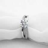 1.4ct Round Cut VVS1D Diamond Engagement Ring Split Shank 14k White Gold Finish