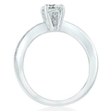 1.4ct Round Cut Diamond Milgrain Solitaire with Accent Ring 14k WhiteGold Finish