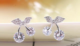 2.1ct Round Cut VVS1D Diamond Cherry Shape Stud Earrings 14k White Gold Finish