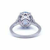 2.5ct Round Cut Blue Aquamarine Engagement Ring Diamond Halo 14k White Gold Over