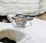 1.25ct Engagement Ring Asscher Cut Diamond Solitaire Design 14k WhiteGold Finish