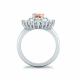 5Ct Round Peach Morganite Diamond Ballerina Cocktail Ring 14K White Gold Finish