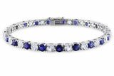 18Ct Round Cut Blue Sapphire Diamond Elegant Tennis Bracelet 14K White Gold Over