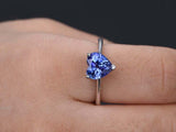 1ct Heart Cut Blue Tanzanite Engagement Ring Solitaire 14k White Gold Finish