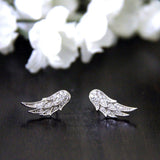 Lovely Angel Wings Stud Earrings 0.5ct Round Cut Diamond 14k White Gold Finish