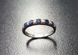 1.3ct Wedding Ring Band Round Cut Blue Sapphire Stackable 14k White Gold Finish